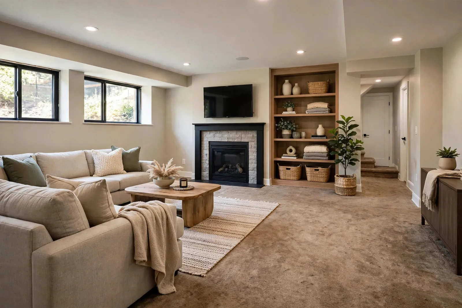 Before photo, A Dry Rec Room Over a Dorchester Slab, by Waldorf Luxury Vinyl Plank Company