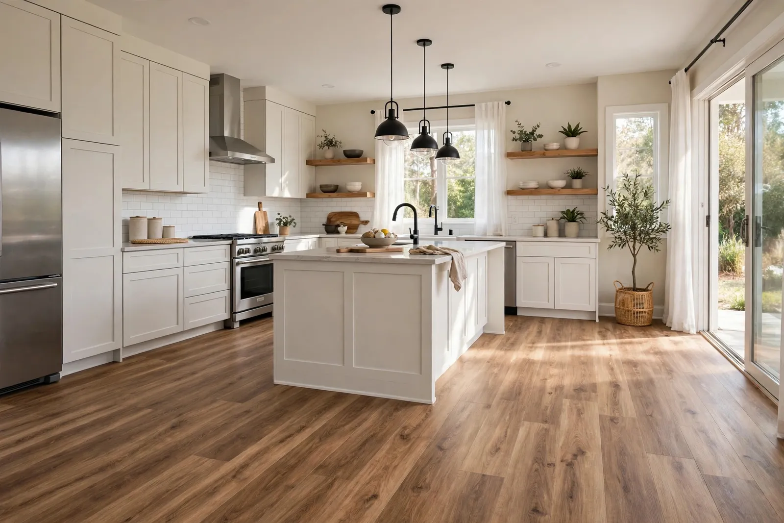 Kitchen Vinyl Plank Flooring — A Continuous Plank Floor for a Dorchester Kitchen by Waldorf Luxury Vinyl Plank Company