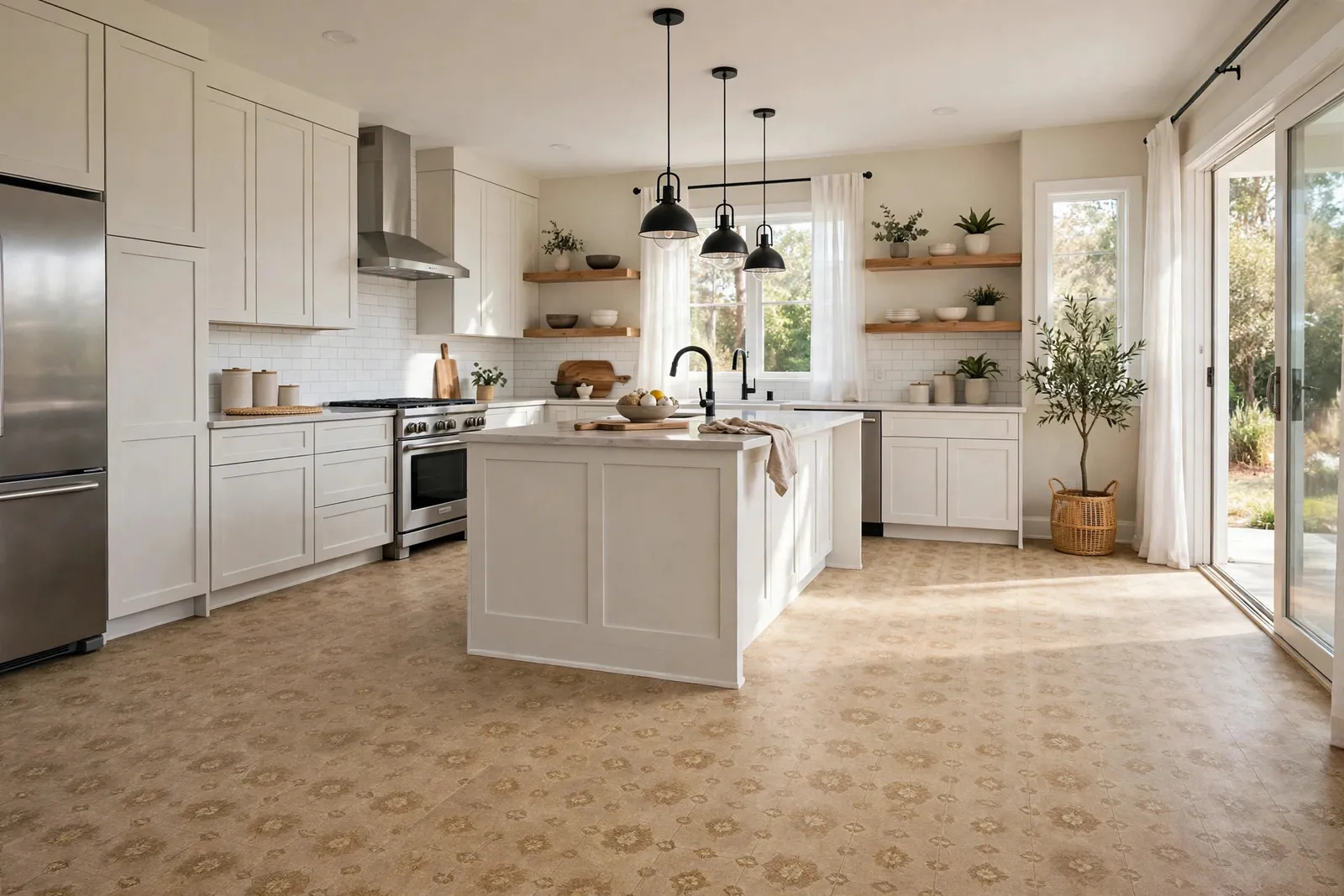 Before photo, A Continuous Plank Floor for a Dorchester Kitchen, by Waldorf Luxury Vinyl Plank Company