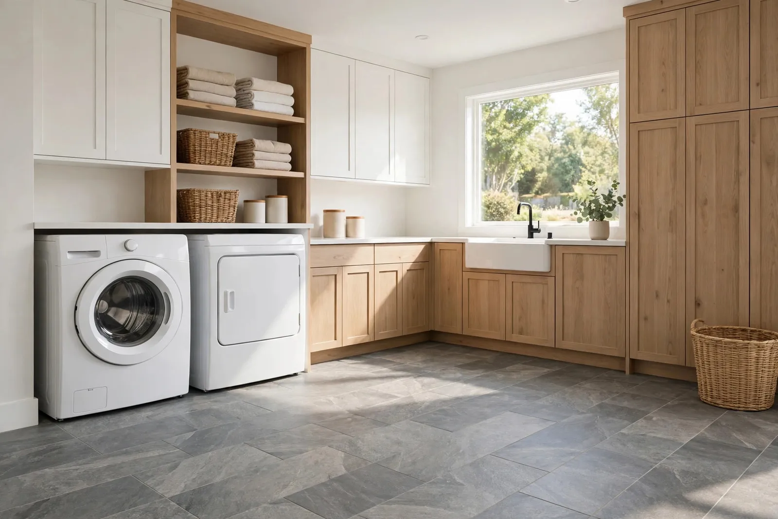 Laundry Room Vinyl Flooring — Laundry Room Off a Carrington Kitchen by Waldorf Luxury Vinyl Plank Company