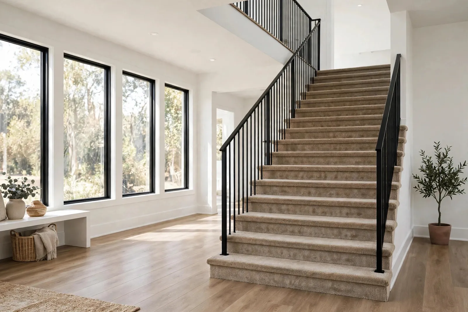 Before photo,  Carpeted Staircase in Wakefield, by Waldorf Luxury Vinyl Plank Company